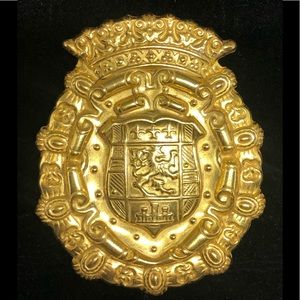 Fabulous Vintage Miriam Haskell Russian Gold Plated Brooch Pin, Signed